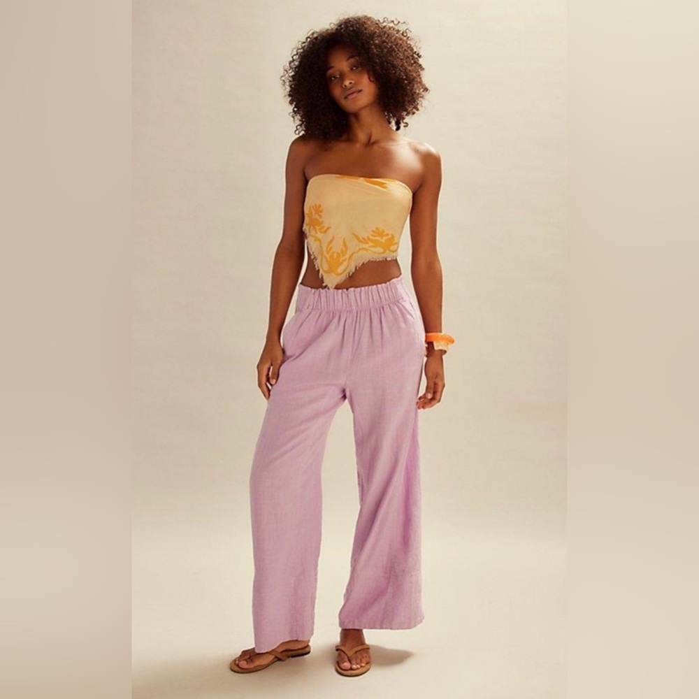 Free People Day's End Pull-On Pants Lilac Bouquet Size Small